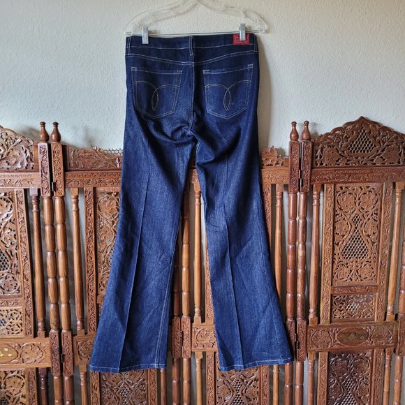 Vintage Y2K Paris Blues Low Rise Dark Wash Flared Boot Cut Jeans  - Long - Picture 2 of 10